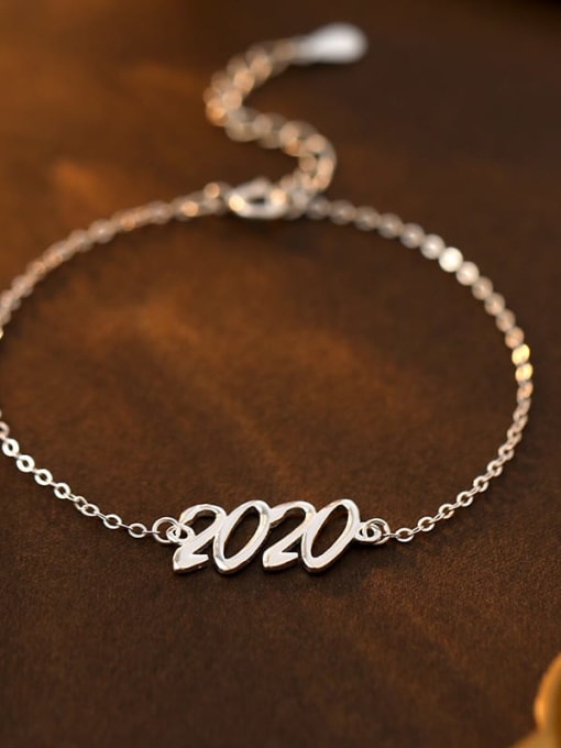 BRS246 [2020] 925 Sterling Silver Number Minimalist Link Bracelet